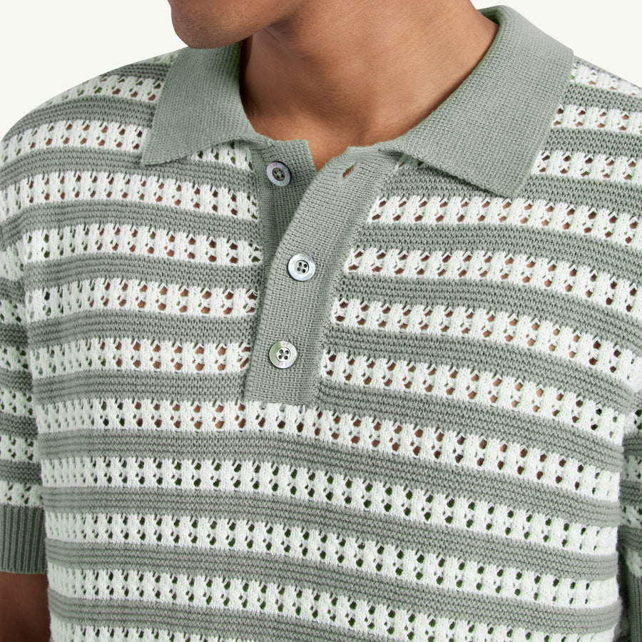 MILOS CROCHET POLO - GREY