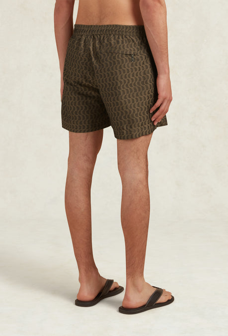 SHORT DE BAIN JACQUARD MOSAÏQUE - MARRON CHOCOLAT