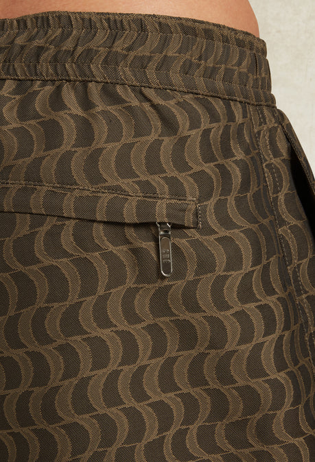 SHORT DE BAIN JACQUARD MOSAÏQUE - MARRON CHOCOLAT