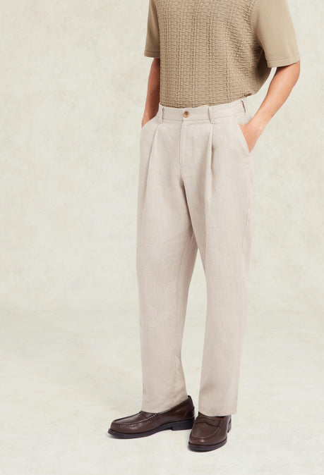 Pantalon en lin coupe large Nassau - Avoine