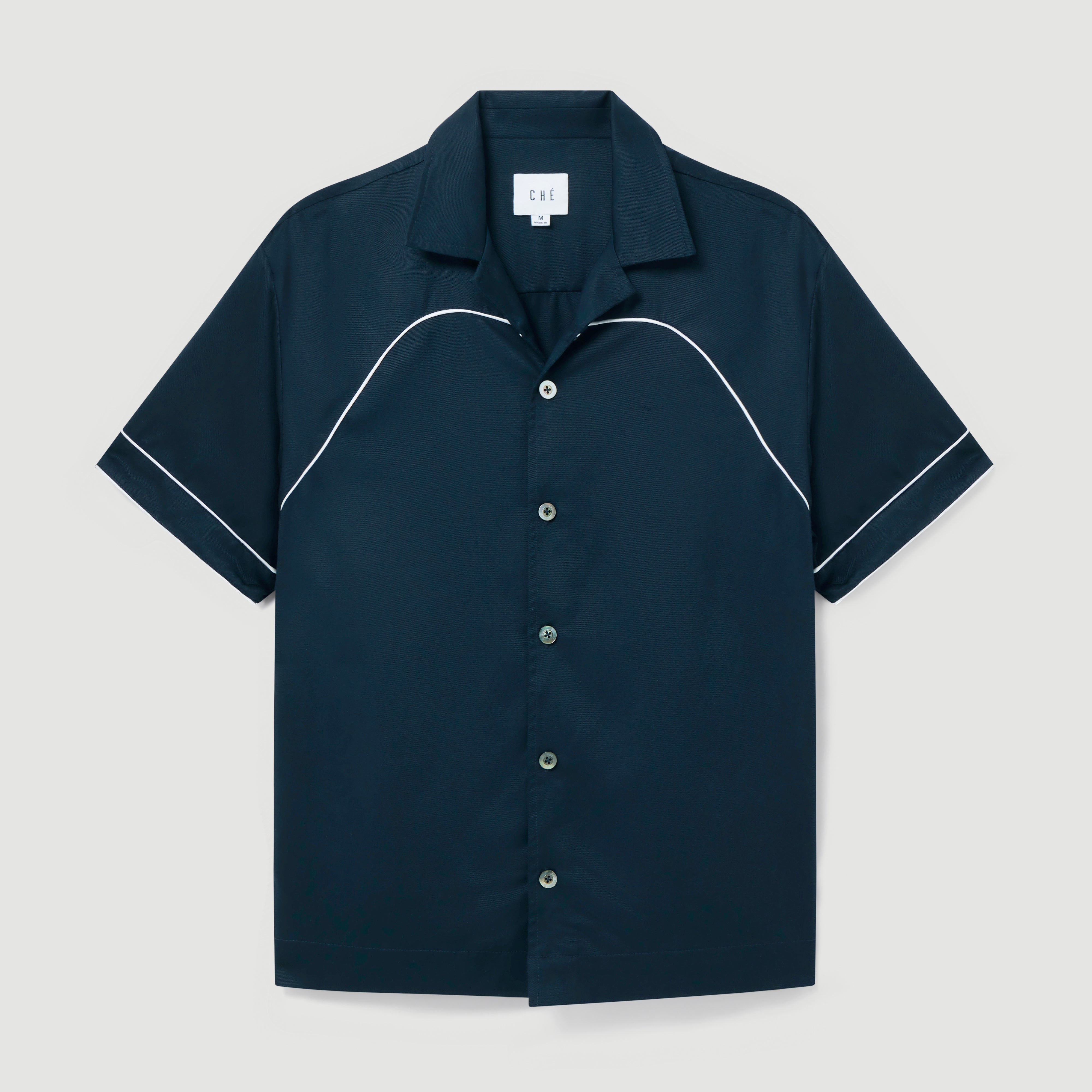Navy Tencel™ Short Sleeve Western Shirt | CHÉ Studios