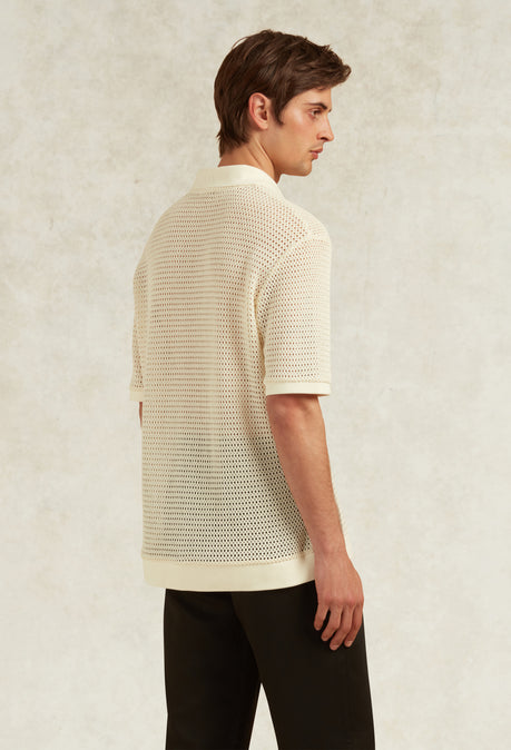 PALMA COTTON APPLIQUE DETAIL POLO - IVORY