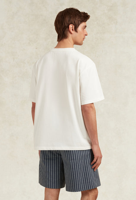 PALMEIRAS COTTON APPLIQUE DETAIL T-SHIRT - WHITE