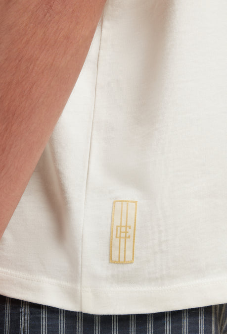 PALMEIRAS COTTON APPLIQUE DETAIL T-SHIRT - WHITE
