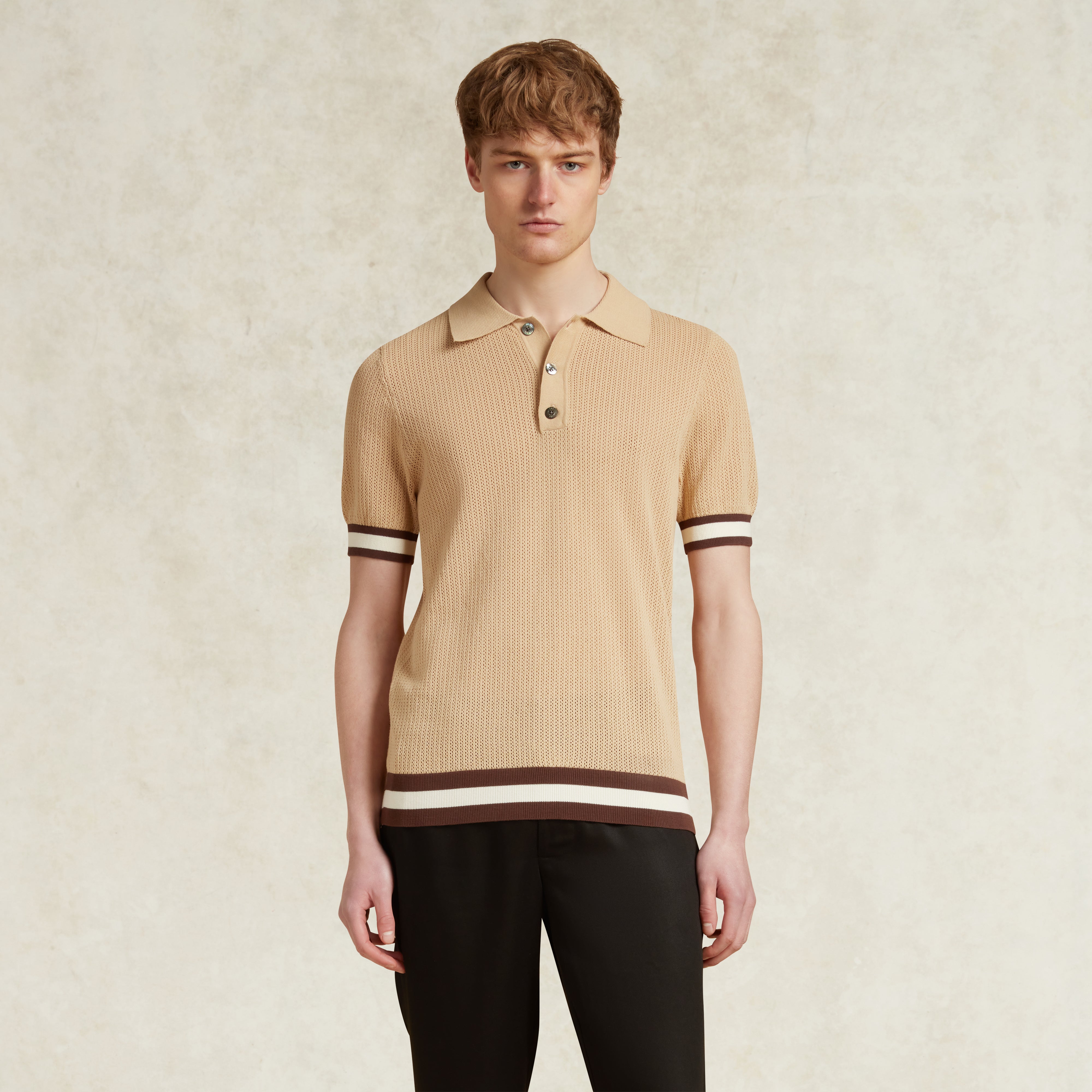 Camel Cotton Short Sleeve Polo | CHÉ Studios