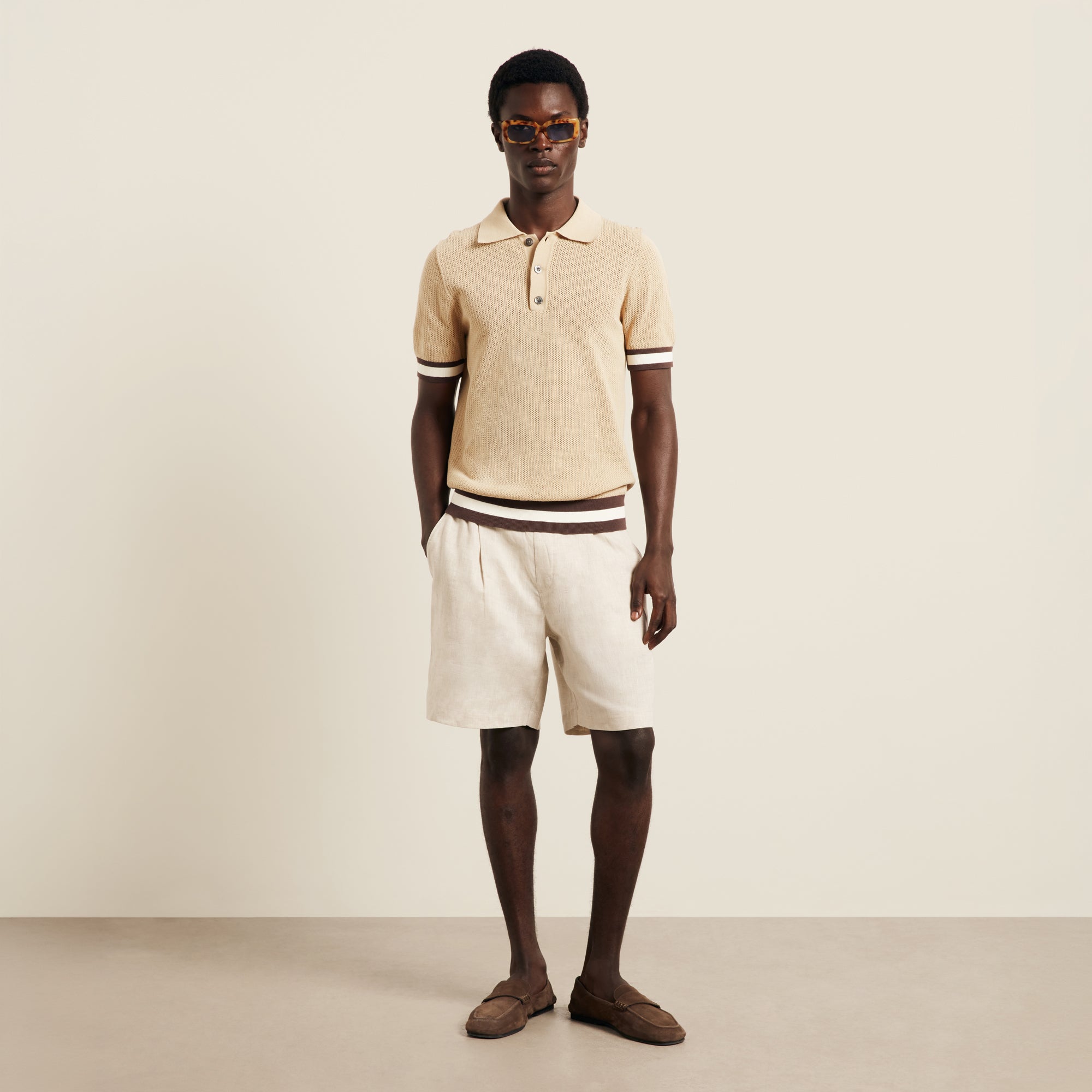 Camel Cotton Short Sleeve Polo | CHÉ Studios