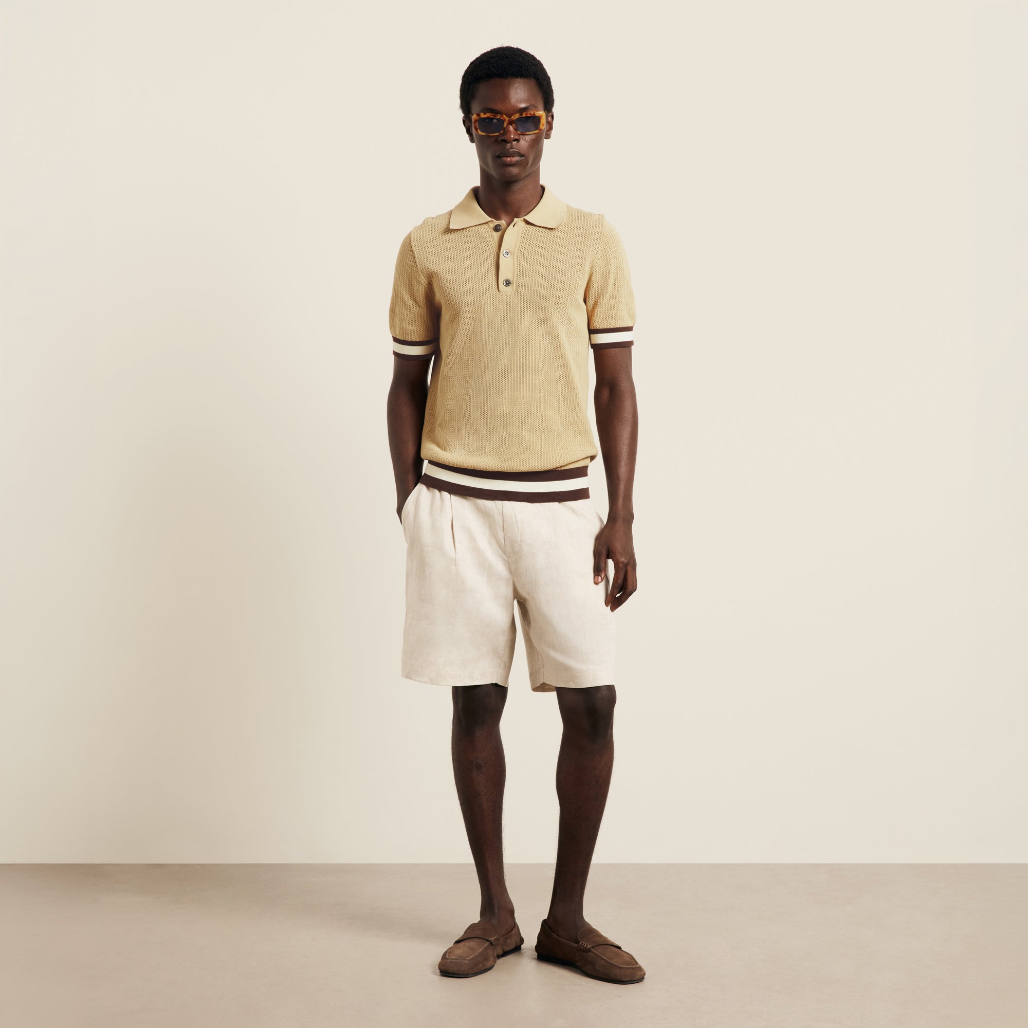 Camel Cotton Short Sleeve Polo | CHÉ Studios