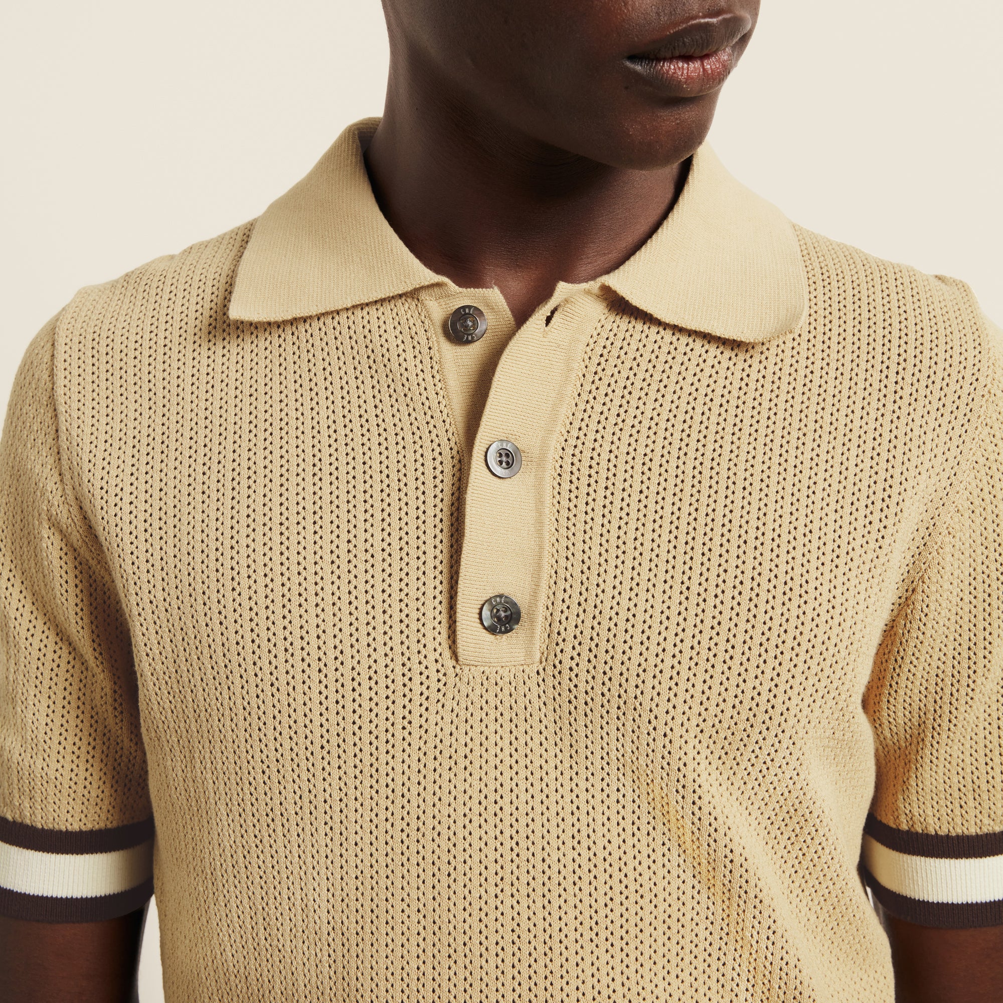 Camel Cotton Short Sleeve Polo | CHÉ Studios