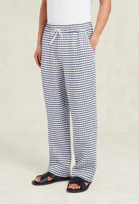 Pantalon en lin texturé Riita - Bleu