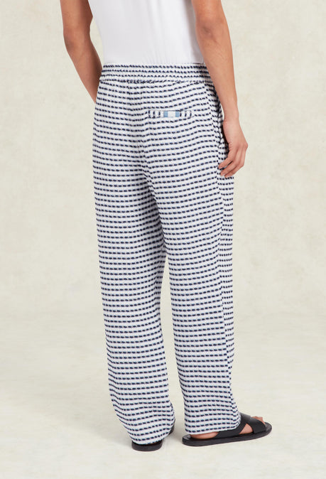 Pantalon en lin texturé Riita - Bleu