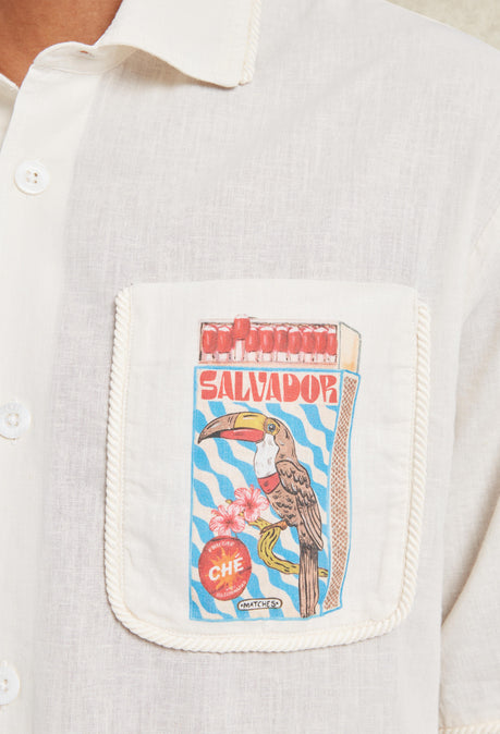 Salvador Braid Poplin Shirt - White
