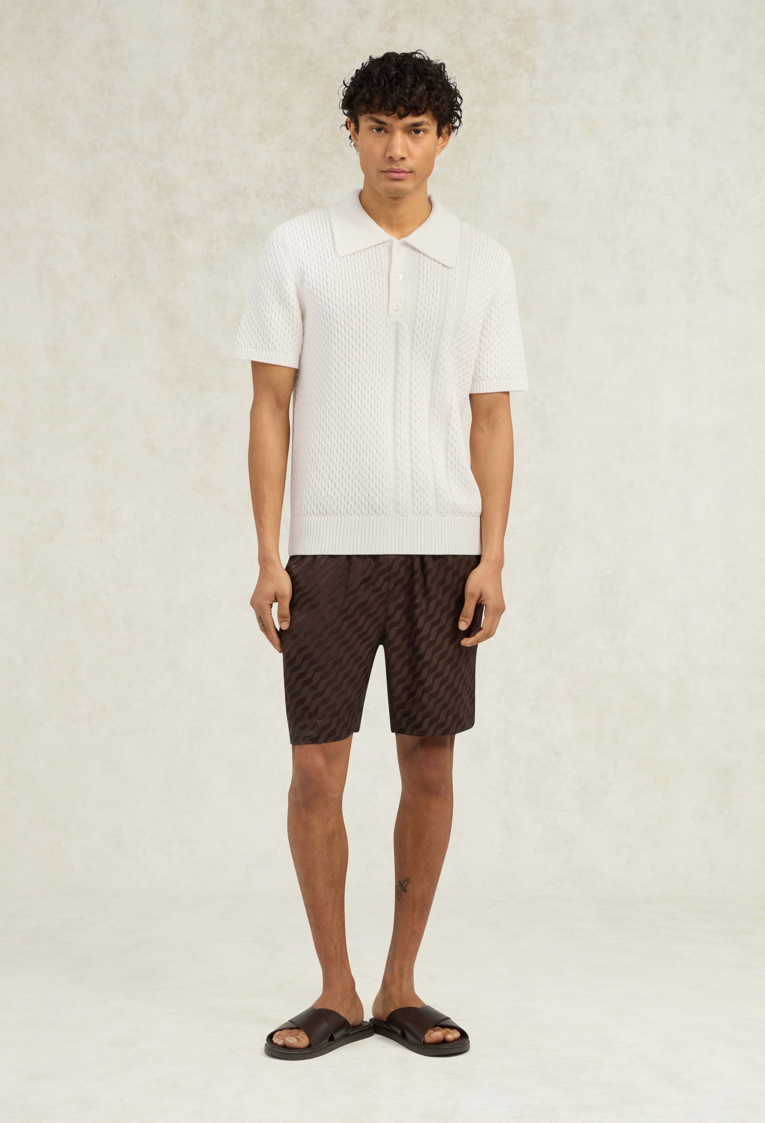 Men's Cotton Knit Santino Polo - Ivory | CHÉ Studios