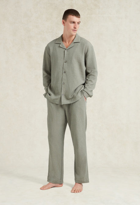 Chemise de pyjama en cachemire de coton - Sauge
