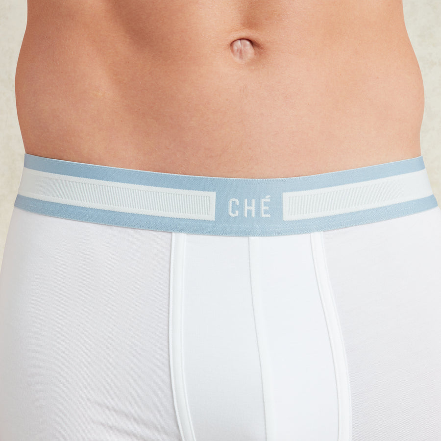 Signature Boxer Trunks - White/ Blue
