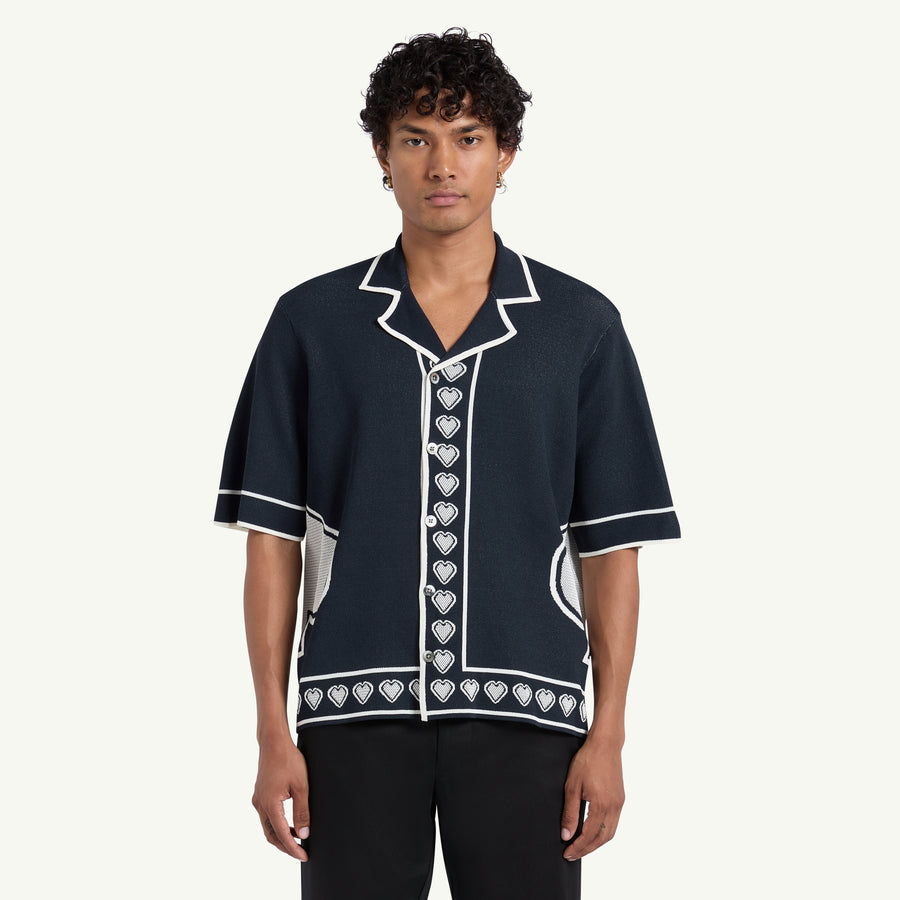 SPADES KNIT SHIRT - NAVY