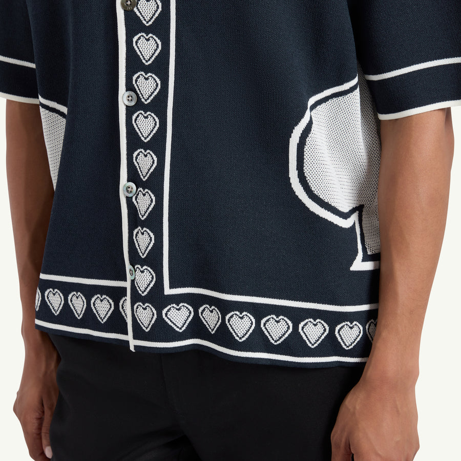 SPADES KNIT SHIRT - NAVY