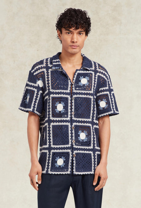 Tejer Crochet Shirt - Navy