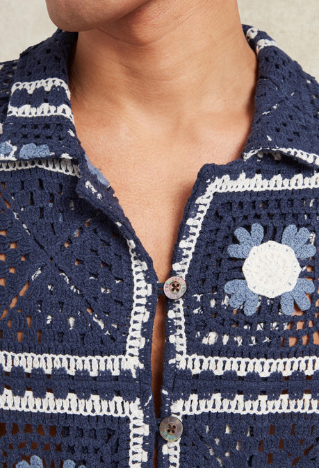 Tejer Crochet Shirt - Navy