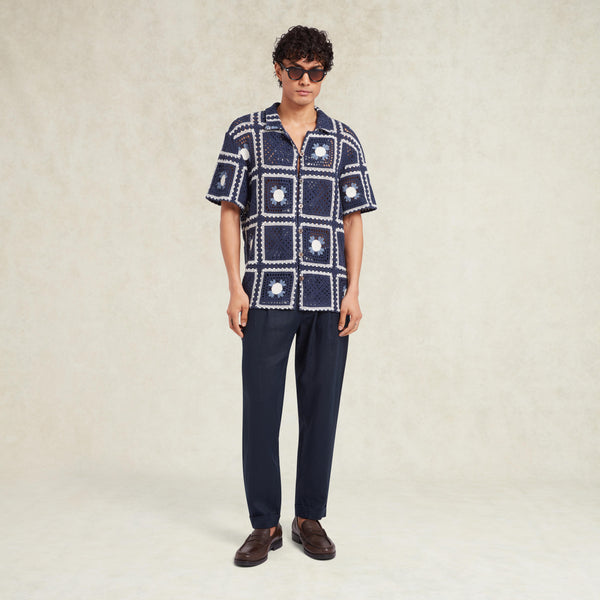 Men's Tejer Crochet Shirt - Navy | CHÉ Studios