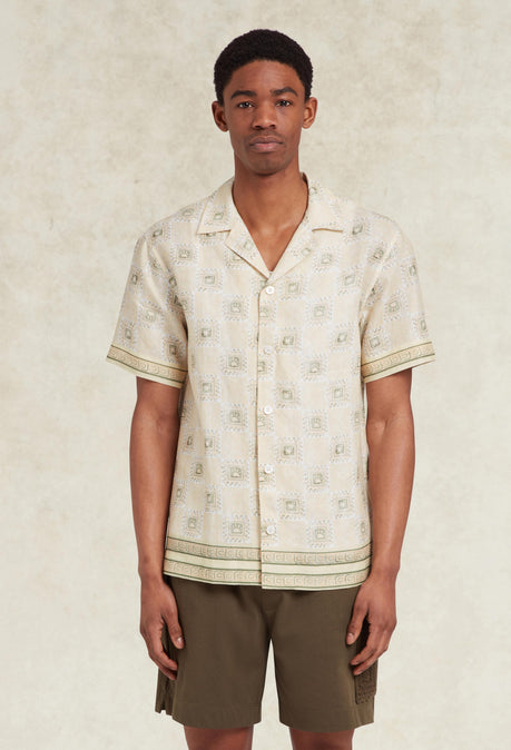 Telha Print Linen Shirt - Ecru