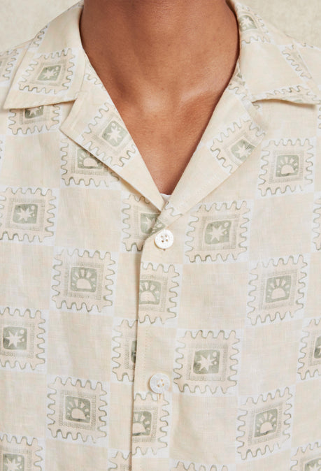 Telha Print Linen Shirt - Ecru