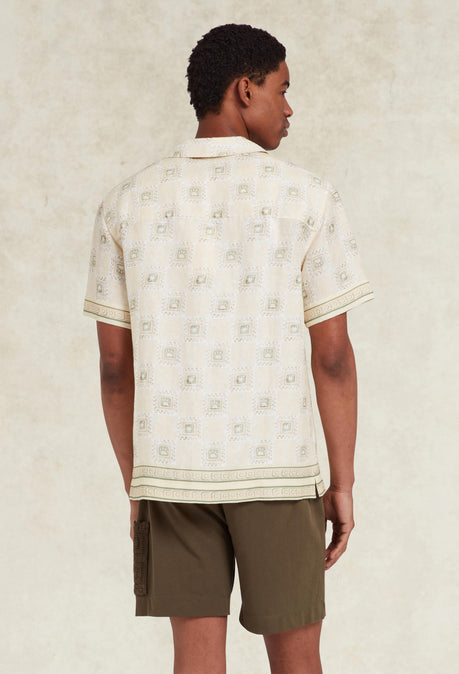 Telha Print Linen Shirt - Ecru