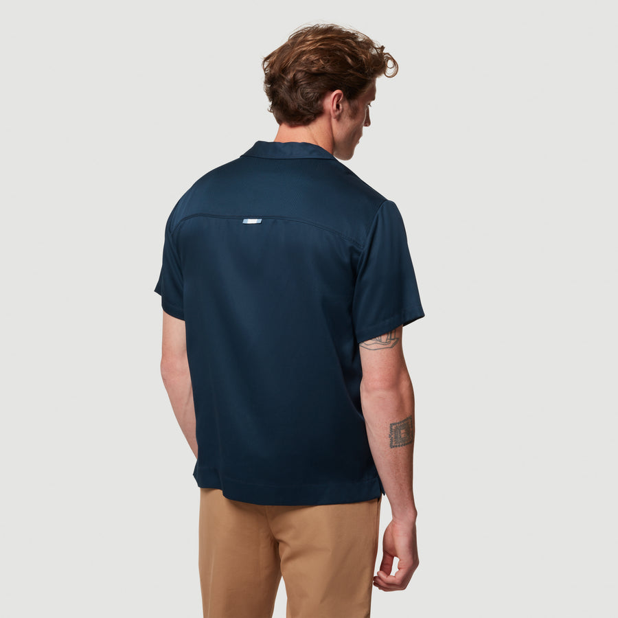 Navy Tencel™ Short Sleeve Cuban Collar Shirt | CHÉ Studios